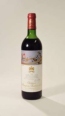 1 Flasche 1981 Chateau Mouton Rothschild, Pauillac, Künstleretikett: Arman, ca. 75 cl, Füllstand: ca. upper mid shoulder, unverkostet, Etikett min. ...