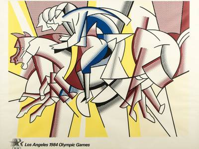 Roy Lichtenstein, 1923-1997, Farboffset, Plakat "Red horseman" der Olympischen Spiele 1984, ca. 59x78 cm, unter Glas gerahmt