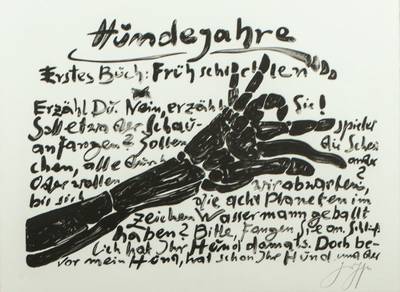 Günter Grass, 1927-2015, Hundejahre, Radierung, handsigniert, Blattmaß ca. 40x53 cm, unter Glas gerahmt