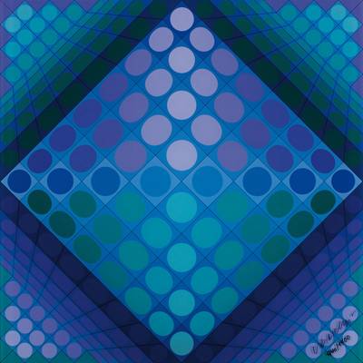 Victor Vasarely, 1906-1997, Schachbrett, Farbserigraphie auf Acrylglasplatte, handsign., num.940/1500, dat. 1982, 70x70 cm