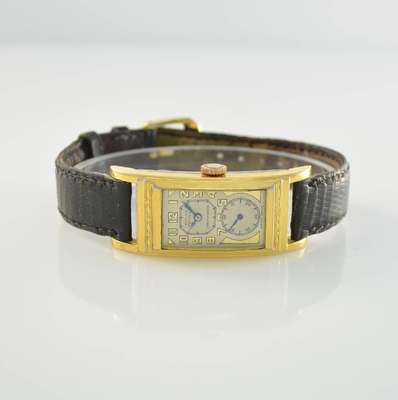 GRUEN vergoldete, rechteckige Herrenarmbanduhr, Handaufzug, sog. Doctors watch, frühe Ausführung, Schweiz 1930er/40er Jahre, tailliertes Geh., in ...