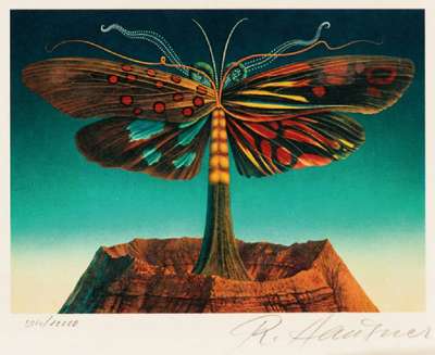 Konvolut aus 4 Farbradierungen, je handsign., num. 5824/1000, Blattgr. 18x15 cm, Paul Wunderlich, Rudolf Hausner, L.M. Richter,Simon Dittrich, mit ...
