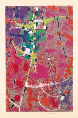 Max Ackermann,1887-1975, Siebdruck auf Bütten, Unikat, handsigniert, dat. 1956, ca. 49x31,5 cm, unter Glas gerahmt