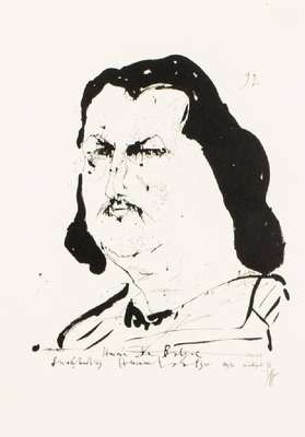 Horst Janssen, 1929-1995, Porträt für Laatzen, Lithografie, handsign., Blattgr. 50x40 cm, unter Glas gerahmt