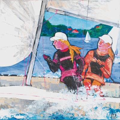 Lora Monz, geb. 1976 Ukraine, Regatta III, Acryl/Lwd, sign., 100x100cm