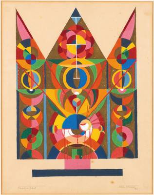 Lothar Schreyer, 1886 Dresden-1966 Hamburg, Himmlische Geburt, Tempera auf Papier, sign, dat. 1925, betitelt, Papier leicht gebräunt und mit kleinen ...