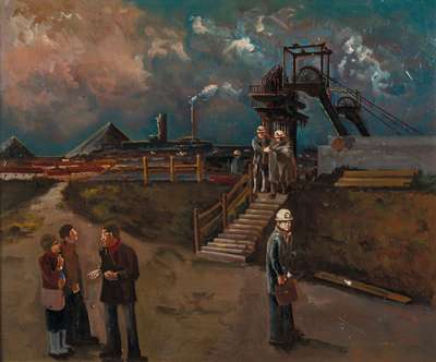 Giacomo Schiari, zeitgenössischer Künstler, Primo Turno, verso betitelt, Öl/Lwd, rechts unten signiert, ca. 78x68cm, Rahmen, Restaurationsspuren, ...