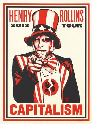 Shepard Fairey, geb. 1970, Rollins Capitalism, Farbsiebdruck, 2012, signiert von Shepard und Henry Rollins, num. 11/1200, ca. 61x46 cm