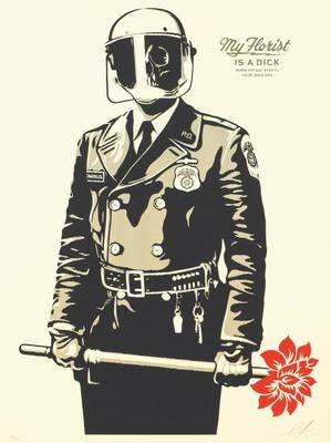 Shepard Fairey, geb. 1970, My Florist Is A Dick, Farbsiebdruck, 2015, sign., num. 313/450, ca. 61x46 cm