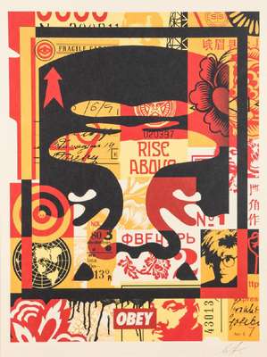 Shepard Fairey, geb. 1970, Obey Face collage, Konvolut aus 3 Offset-Lithografien, sign., dat., ca. 56x61 cm