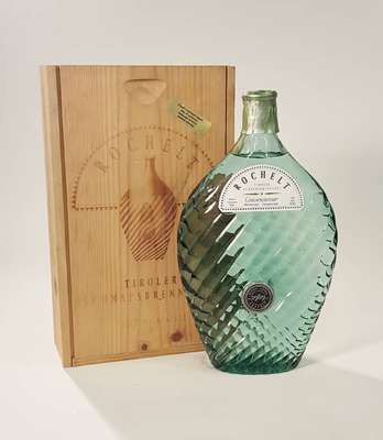 1 Flasche 1989 Rochelt Gravensteiner, Tirol/Österreich, 50 % Vol., ca. 70 cl, unverkostet, in der Originalholzkiste, mit Originalstopfen, selten im ...