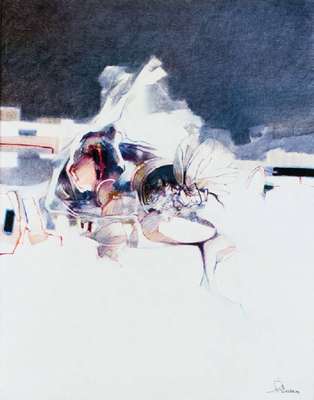 Mario Pitocco, Italienischer Künstler des 20. Jhd., Acryl/Textil, sign., ca. 66x55 cm, PP,Rahmen