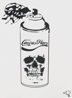 Jessie James, amerikanischer Pop Art/Street Art Künstler, Enjoy Canvas Wars, Acryl/Velin, Unikat, re unten gestempelt, verso sign, dat. 2015, ca. ...