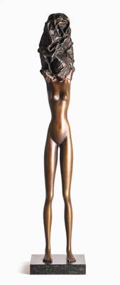 Bruno Bruni, geb. 1935 Gradara, La Divina, 1981, Bronzeskulptur mit gold-brauner Patina, sign., num. 798/1000, H. 107 cm, inkl. Zertifikat