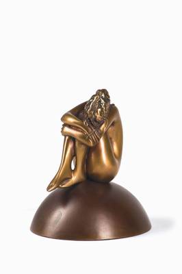 Bruno Bruni, geb. 1935 Gradara, La Felicita, Bronzeskulptur mit goldener Patina, zweiteilig, Sockel aus polymer gebundener Bronze, sign., num. ...