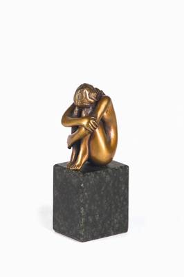 Bruno Bruni, geb. 1935 Gradara, La Sola, Bronzeskulptur mit gold-brauner Patina auf Marmorsockel, sign., num. 25/480, H. 16cm, inkl. Zertifikat