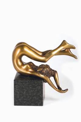 Bruno Bruni, geb. 1935 Gradara, Farfalla - der Schmetterling, Bronzeskulptur mit goldener Patina auf Marmorsockel, sign., num. 27/280, H. 26 cm, ...