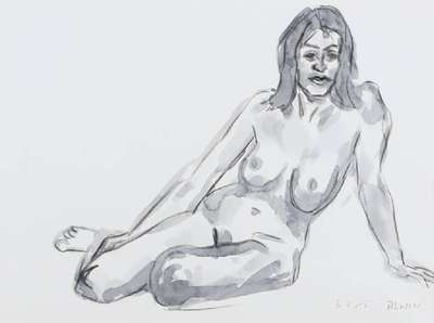 ALWIN, zeitgenössischer Künstler, weiblicherAkt, Aquarell, sign., dat. 18.6.15, 40x50 cm, PP, unter Glas gerahmt