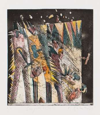 Bernd Kastenholz, geb. 1949 Speyer, Computerarbeiter, Farbradierung, handsign., betitelt, dat. 1975, num. 1/a, Platte 28,5x24,5 cm, unter Glas gerahmt