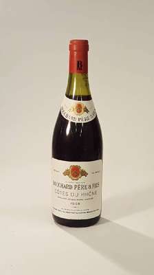 6 Flaschen 1986 Bouchard Pere & Fils Cotes du Rhone, Cote D'Or, je ca. 75 cl, Abstand zwischen Kapseln und Wein: je ca. 2,5 cm, sehr gute ...