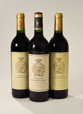 3 Flaschen Chateau Gruaud Larose, Saint -Julien, Grand Cru Classe, Jahrgänge: 2x 1994 und 1x Cordier 1990, je ca. 75 cl, 12,5 % Vol., Füllstände: ...