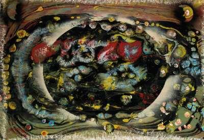 Josef Toth, geb. 1944 Ungarn, Ohne Titel, Lack auf Papier, rechts unten signiert, ca. 63x91cm, unter Glas gerahmt