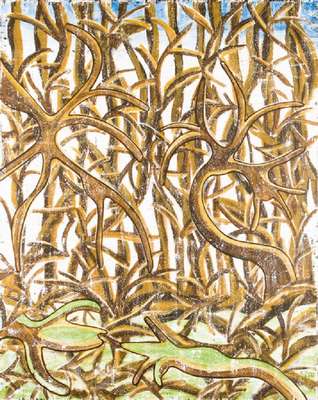 Karin Maas, geb. 1952, Forest, Acryl/Lwd, sign., ca. 100x80 cm