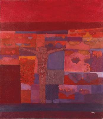 Alfredo Raponi, geb. 1948 Italien, Christus frugifer, Acryl/Lwd, sign., verso betitelt, unter Glas gerahmt, Lwd 80x70, Rahmen 90x80 cm