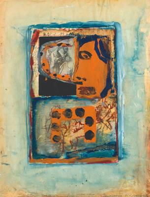 Andrzej Cicowski, geb. 1962 Polen, Schüler von A.R. Penck, hier: Collage, Wasserfarbe/Acryl/Papier, sign, beschriftet, verso Künstlerstempel, dat. ...