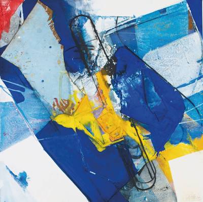 Robert Zielasco, geb. 1948 Wien, Ohne Titel, Mischtechnik/ Collage auf Lwd, ca. 110x110 cm, gerahmt