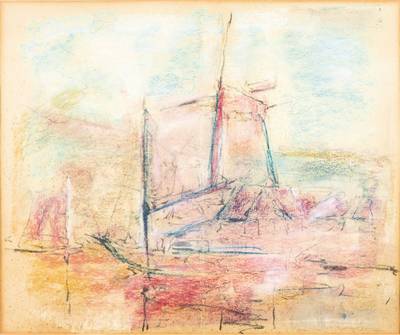 Rudi Baerwind, 1910-1982, Ohne Titel, Pastell/Papier, sign., PP, 43x53 cm, unter Glas gerahmt
