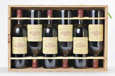 12 Flaschen 1995 Pavillon Rouge, Zweitwein von Chateau Margaux, Margaux, je ca. 75 cl, 12,5 % Vol., Füllstände: je ca. into neck, unverkostet, in ...