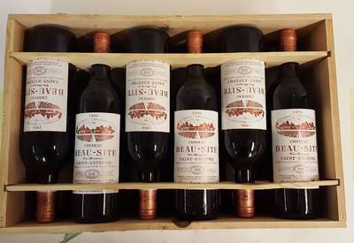 12 Flaschen 1996 Chateau Beau-Site, Saint -Estephe, 12,5 % Vol., je ca. 75 cl, Füllstände: je ca. into neck, unverkostet, sehr gute ...