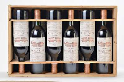 12 Flaschen 1990 Chateau Beau-Site, Saint -Estephe, je ca. 75 cl, 12,5 % Vol., Füllstände: je ca. into neck, unverkostet, sehr gute ...