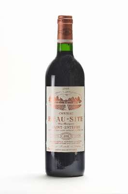 12 Flaschen 1995 Chateau Beau-Site, Saint-Estephe, je ca. 75 cl, 12,5 % Vol., unverkostet, Füllstände: je ca. high fill, in der Originalholzkiste, ...