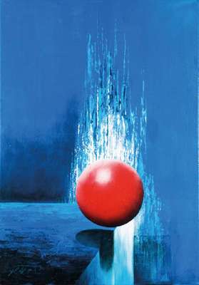 Konrad Peter, geb. 1940 Tübingen, Allegorie,Acryl/Lwd, sign., 100x70 cm