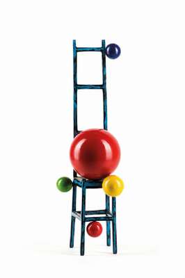 Konrad Peter, geb. 1940 Tübingen, Blauer Stuhl, Metallskulptur, sign., dat. 2005, H. 40cm