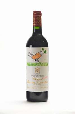 1 Flasche 1999 Chateau Mouton Rothschild, Pauillac, Premier Cru Classe, Künstleretikett:Raymond Savignac, Füllstand: ca. into neck, ca. 75 cl, 12,5 ...