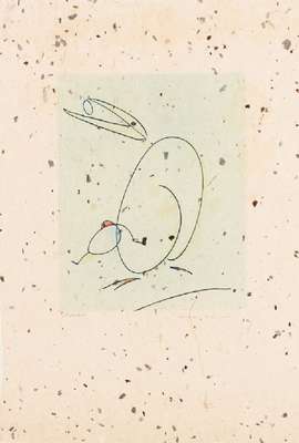 Max Ernst, 1891-1976, L´oiseau mére, Farbradierung auf gewalztem Japanpapier mit grünlicher Aquarellierung, 1972, handsign., Essai, Platte 25x20 ...
