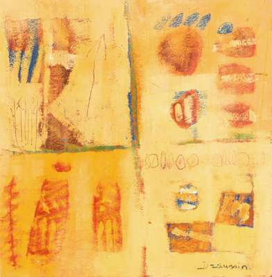 Dominique Draussin, geb. 1948 Frankreich, Konvolut aus 2 Malereien, Öl/Karton, je sign.,je ca. 35x36 cm, unter Glas gerahmt, Rahmen ca. 69x68 cm