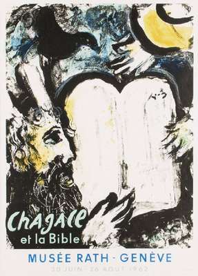 Marc Chagall, 1887-1985, Chagall et la Bible/ Moses und die zehn Gebote, Farblithographie, Ausstellungsplakat 1962 MusÃ©e Rath Genf, WVZ Nr. 362, ...
