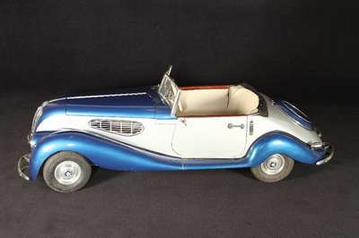 BMW 327 Kinderauto, 1-Zylinder, blau/silber, von 2014-2016 handgefertigtes Kinderauto, absolutes Einzelstück