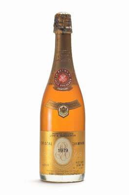 1 Flasche 1979 Louis Roederer Cristal Champagne, Brut, Reims, ca. 75 cl, Abstand zwischen Flaschenboden und Champagner: 2,2 cm,Etikett l. besch. und ...