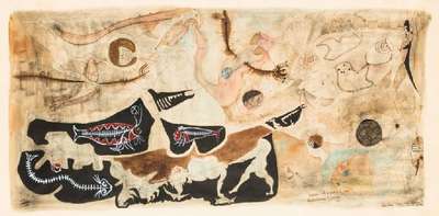 Gaetano Pompa, 1933-1998, Aquarell/ Mischtechnik/ Papier, sign., Blattgr. 36x73 cm, unter Glas gerahmt, inkl. Künstlerbuch