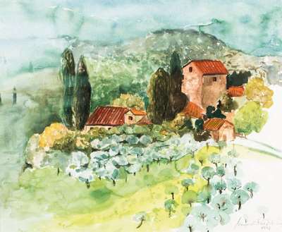 unbekannter Künstler, Ansicht Bad Dürkheim, Aquarell, dat. 1998, sign., ca. 50x60 cm, PP, unter Glas gerahmt