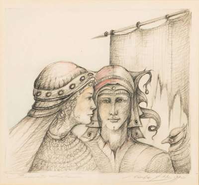 Werner Holz, 1948-1991, Zeichnung, sign., dat. 1976, ca. 16,5x18 cm, unter Glas gerahmt