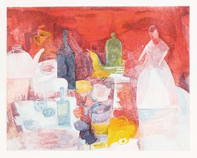 Yoshi Takahashi, 1943-1998, Lithografie, sign., num. 89/95, ca. 55x40 cm, PP, unter Glas gerahmt