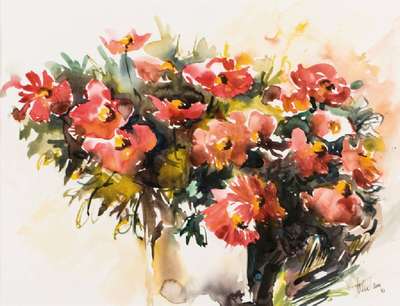 Alfred Nicolaus, Pfälzer Künstler, Aquarell, sign., dat. (19)93, 60x80 cm, PP unter Glas gerahmt