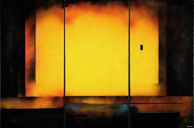 Nikola Tomin, zeitgenössischer Künstler, Triptychon in Braun, Acryl/Lwd, sign., je ca. 100x50 cm