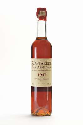 1 Flasche 1947 Castarede Bas Armagnac, ca. 50 cl, 40 % Vol., sehr guter Füllstand, unverkostet, sehr guter Erhaltungszustand, abgefüllt am ...